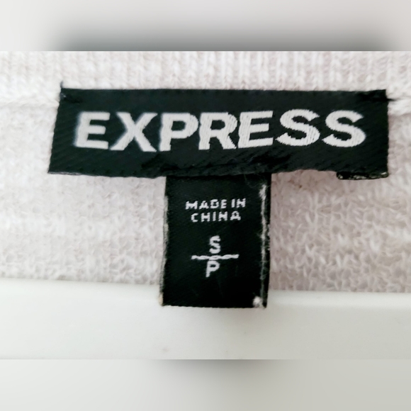 Express Women Cotton-Rayon Cutout Sleebes Tunic Sweater Light Gray Small Oversz - Picture 3 of 14